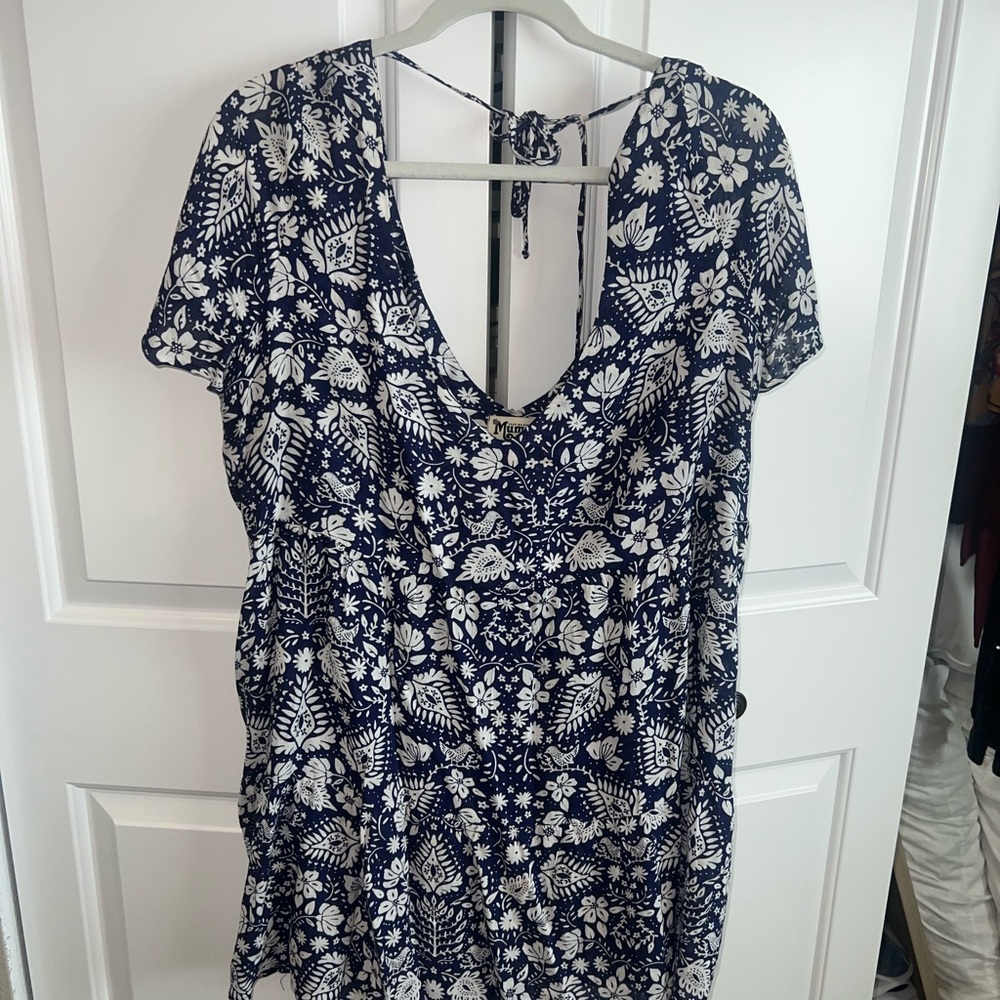 Show Me Your MuMu Navy and White Floral Mini Dress